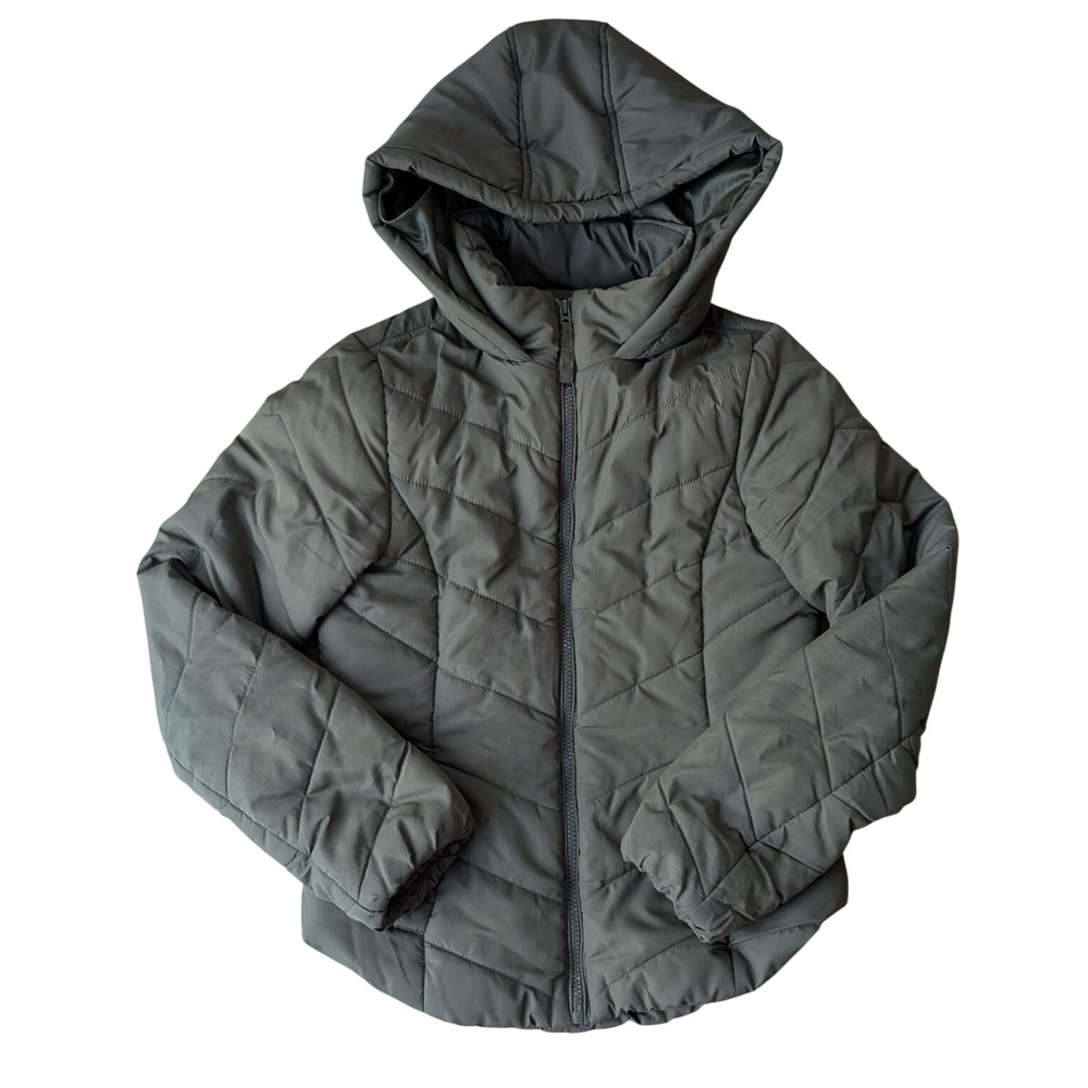 Aeropostale Womens Olive Green Chevron Quilted Hooded Puffer Jacket Size XS